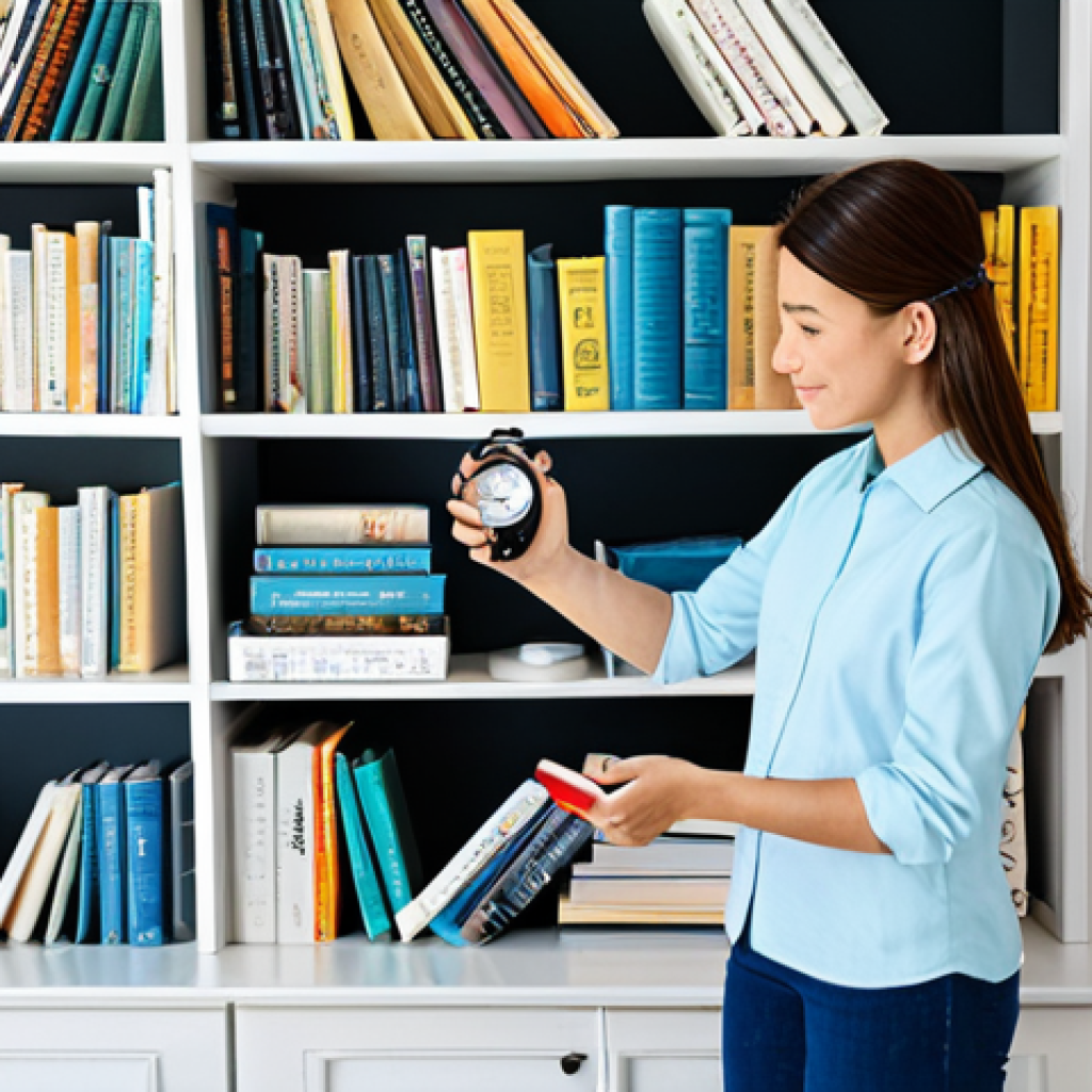 집안 정리를 위한 효과적인 루틴 설정 - The 15-Minute Tidy**
A bright and airy living room, fully clothed woman setting a timer, organizing...