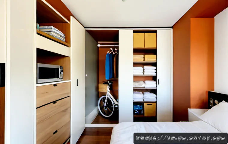 공간 효율적 홈 오가니제이션의 미래 전망 - Photorealistic future-ready compact apartment in São Paulo, Brazil, viewed in a wide interior shot, ...