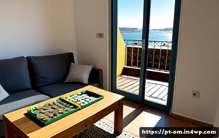 공간 효율성을 고려한 구매 가이드 - Photorealistic compact Lisbon apartment living room, a Portuguese couple comparing two space-saving ...